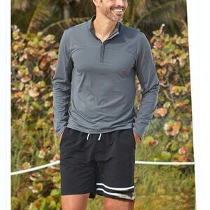 Cabana Life Men's Grey Sport Zip Rashguard Long Sleeve Top Size XL  NWT